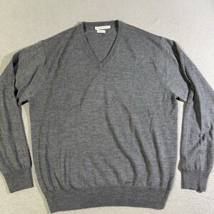 Peter Millar Knit 100% Merino Wool V-Neck Sweater Gray Men's Large‎ Casual